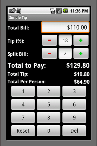 Simple Tip Calculator screenshot