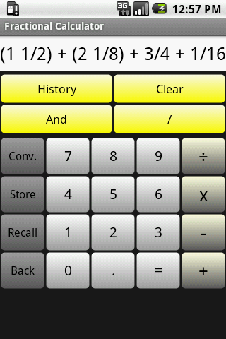 A Fractional Calculator Main Screen